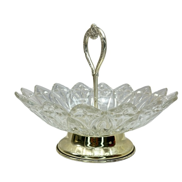 Federal Glass Vintage Footed Pedestal Serving/Trinket Dish Floral Design - Picture 3 of 8
